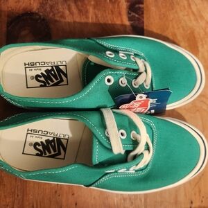 Vans Teal Canvas Sneakers with Cream Accents